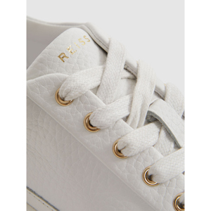 REISS LEANNE Grained Leather Platform Trainers
